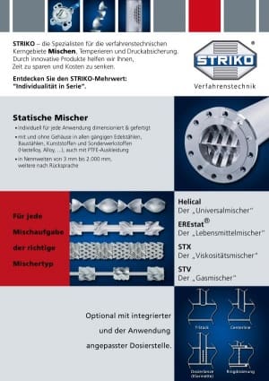 Article image of: Statische mengers van Striko Verfahrenstechnik