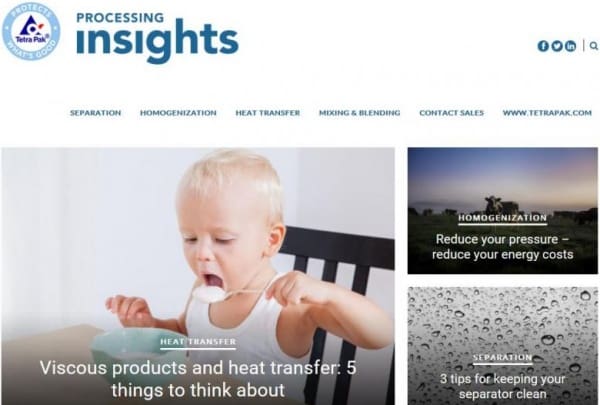 Article image of: Tetra Pak vernieuwd website Processing Insights